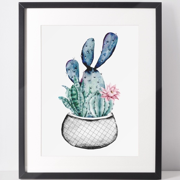 Wall Art Watercolor Cactus Aloe Vera Plant Illustration Print Poster Unframed - Picture 2 of 7